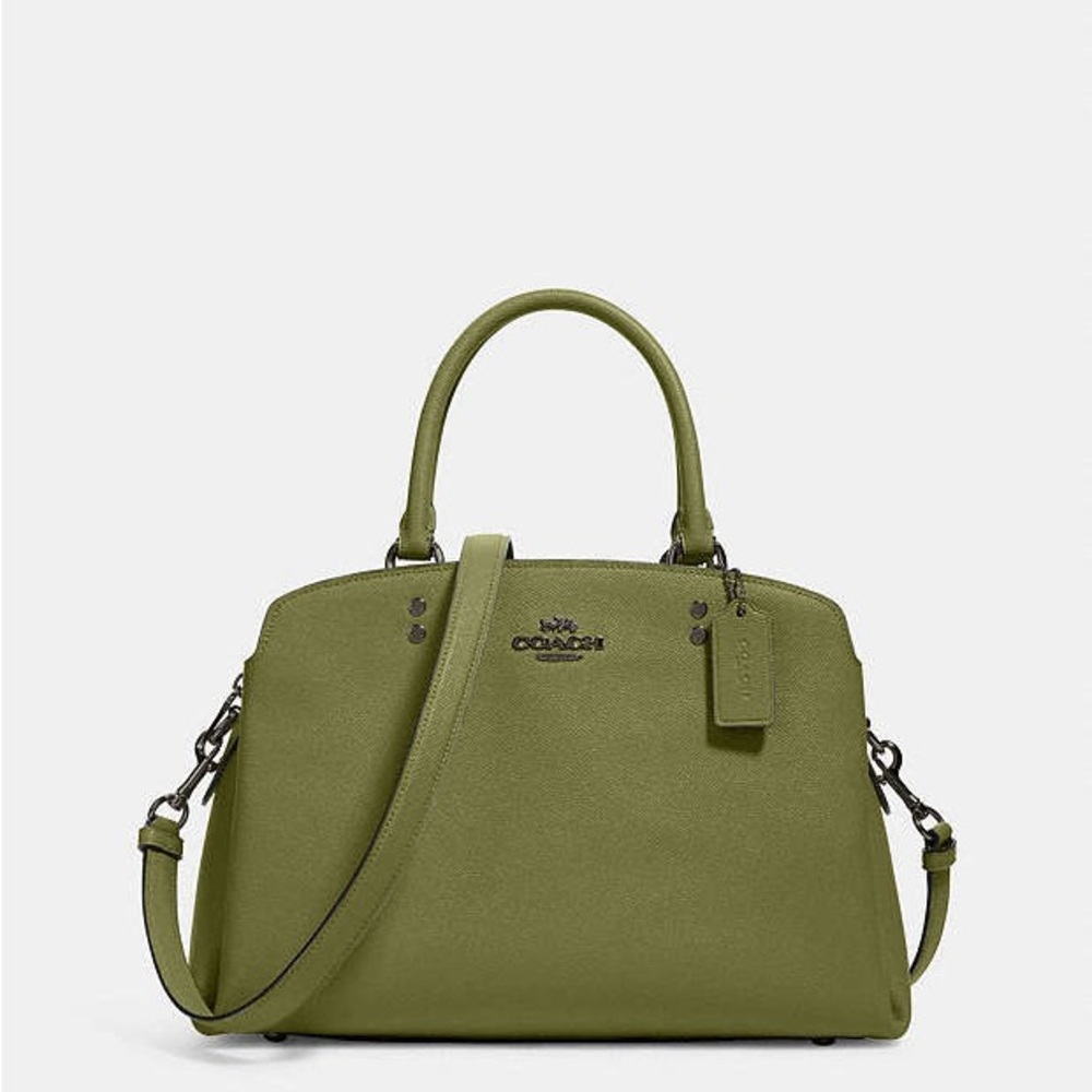 SOLD Black Antique Nickel/Olive Green Coach Lillie Carryall Bag